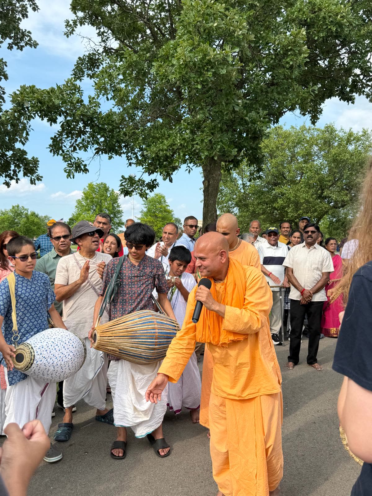 Kirtan with mridanga during the procession